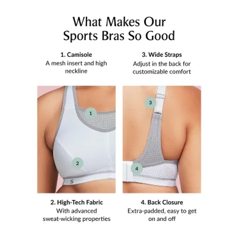 Glamorise Elite Performance Camisole Womens Medium Support Full Coverage Unlined Wireless Sports Bra 1067