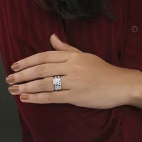 Unisex Adult 3/8 CT. T.W. Natural White Diamond 10K Gold Halo Side Stone Ring Set