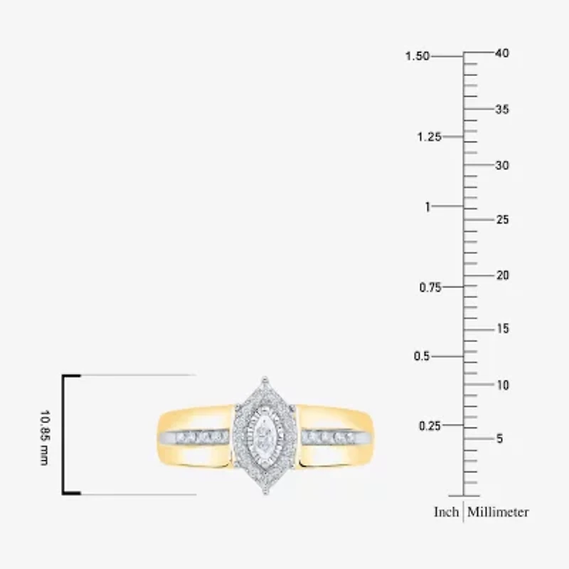 Unisex Adult 3/8 CT. T.W. Natural White Diamond 10K Gold Marquise Side Stone Halo Bridal Set