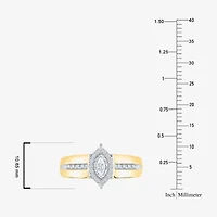 Unisex Adult 3/8 CT. T.W. Natural White Diamond 10K Gold Marquise Side Stone Halo Bridal Set