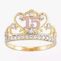 Tesoro™ Cubic Zirconia 14K Two-Tone 15 Quinceanera Ring