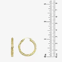 14K Yellow Gold Laser-Cut Square Tube Hoop Earrings
