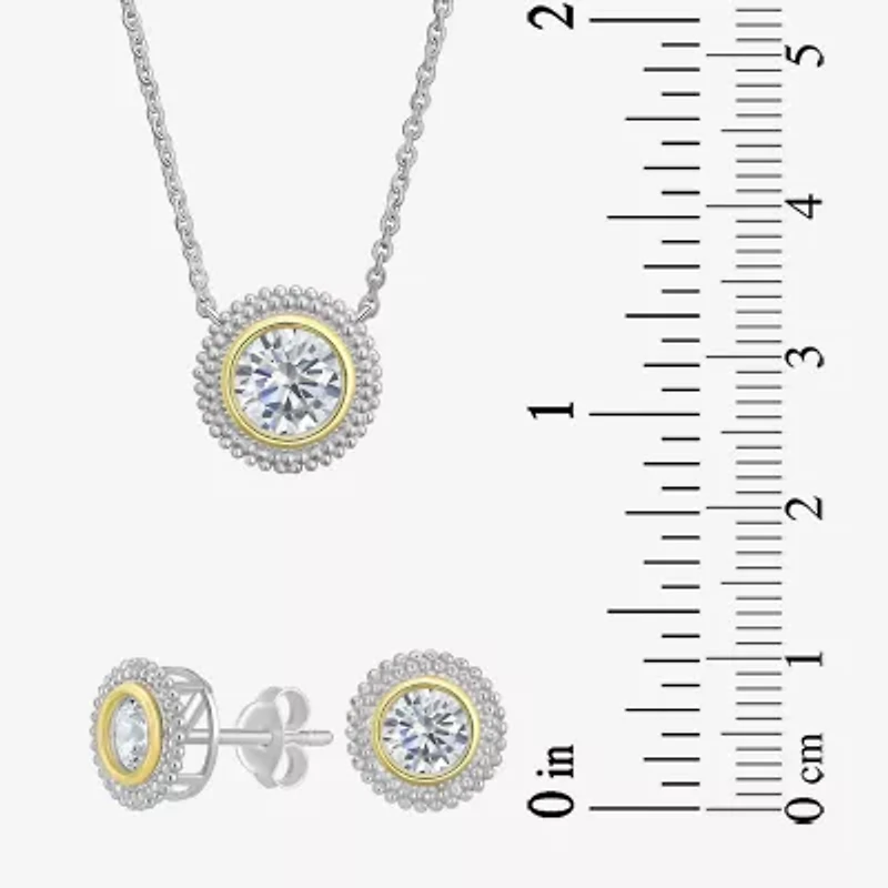 Womens Cubic Zirconia 10K Gold Sterling Silver Round 2-pc. Jewelry Set