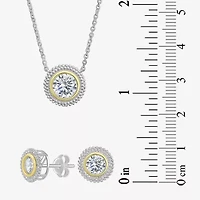 Womens Cubic Zirconia 10K Gold Sterling Silver Round 2-pc. Jewelry Set