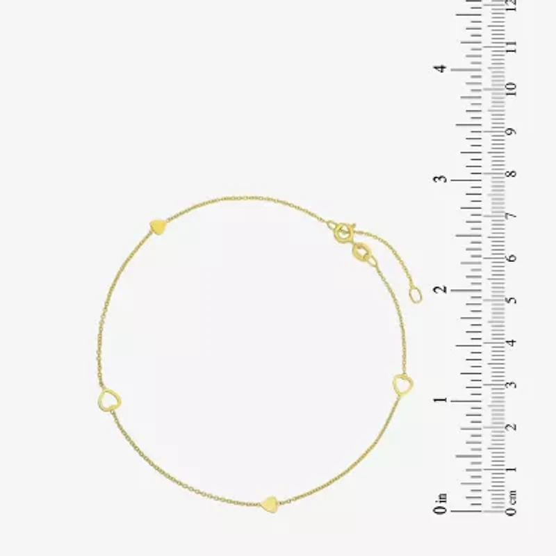 Made in Italy Womens 10K Gold 9 Inch Solid Cable Ankle Bracelet