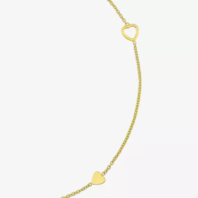 Made in Italy Womens 10K Gold 9 Inch Solid Cable Ankle Bracelet