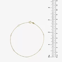 Womens 10K Gold 10 Inch Solid Cable Ankle Bracelet