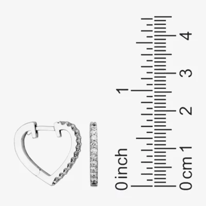 Paris 1901 By Charles Garnier Womens Cubic Zirconia Sterling Silver 16.6mm Heart Hoop Earrings