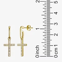 Paris 1901 By Charles Garnier Womens Cubic Zirconia 18K Gold Over Silver Cross Drop Earrings