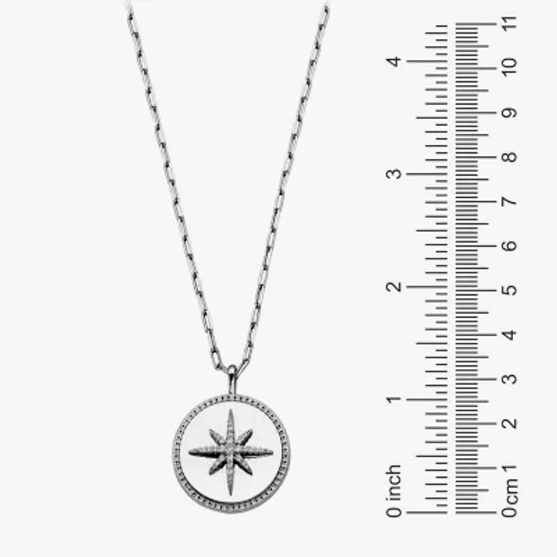 Paris 1901 By Charles Garnier North Star Womens White Cubic Zirconia Sterling Silver Paperclip Round Star 17 Inch Pendant Necklace