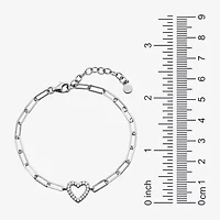 Paris 1901 By Charles Garnier Womens Sterling Silver Solid Heart 6 3/4 Inch Link Bracelet