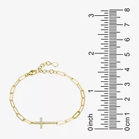 Paris 1901 By Charles Garnier Womens 18K Gold Over Silver Solid Cross 7 Inch Link Bracelet
