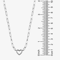 Paris 1901 By Charles Garnier Womens White Cubic Zirconia Sterling Silver Heart Paperclip 18 Inch Pendant Necklace