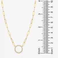 Paris 1901 By Charles Garnier Womens White Cubic Zirconia 18K Gold Over Silver Circle Paperclip 18 Inch Pendant Necklace
