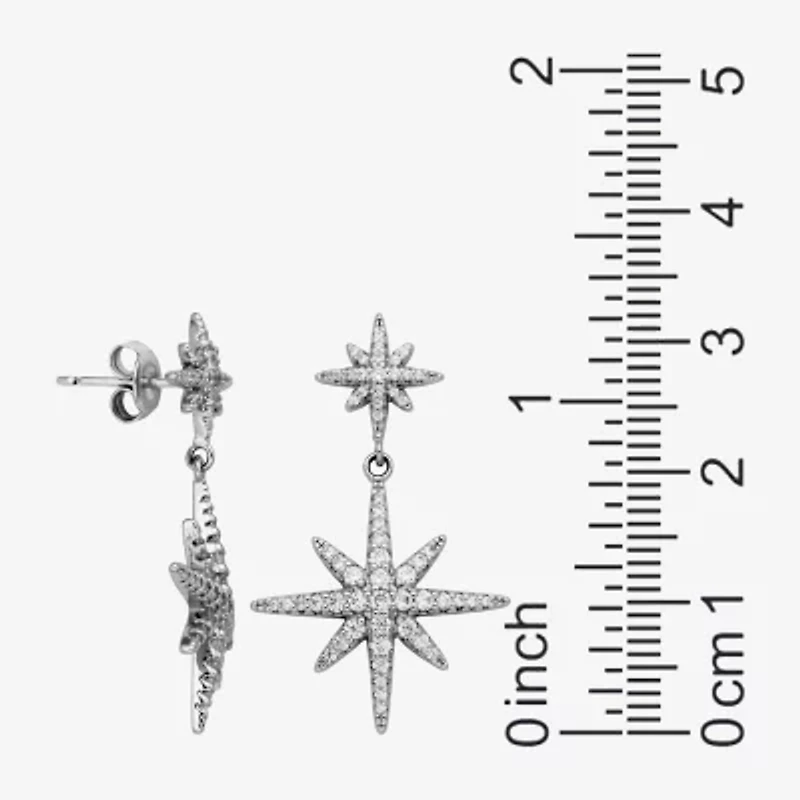 Paris 1901 By Charles Garnier North Star Womens Cubic Zirconia Sterling Silver Star Drop Earrings