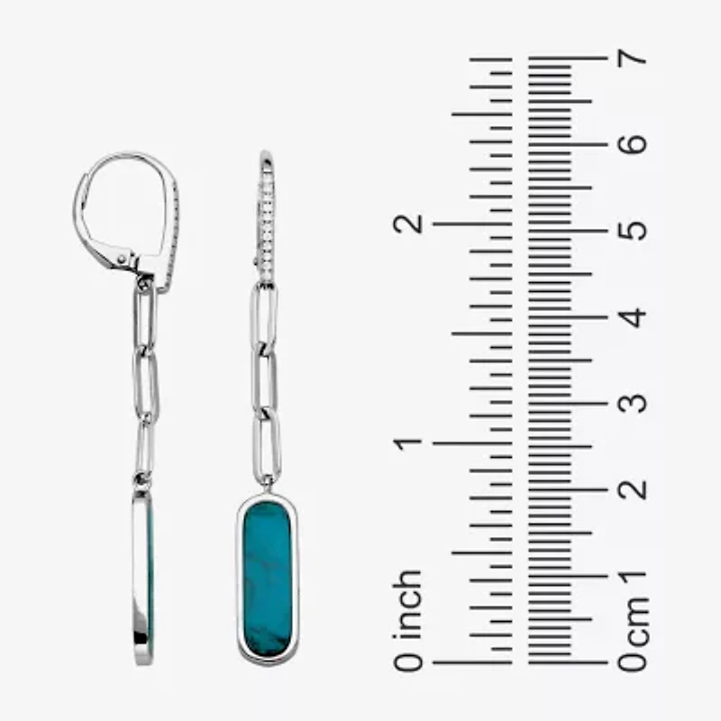 Paris 1901 By Charles Garnier Womens Stabilized Blue Turquoise Sterling Silver Drop Earrings