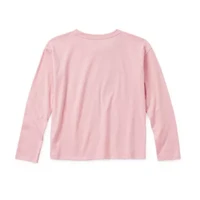 Thereabouts Little & Big Kid Girls Round Neck Long Sleeve Regular Fit Graphic T-Shirt