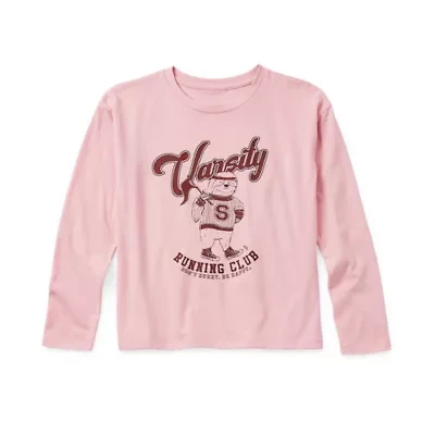 Thereabouts Little & Big Kid Girls Round Neck Long Sleeve Regular Fit Graphic T-Shirt