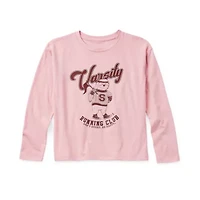 Thereabouts Little & Big Kid Girls Round Neck Long Sleeve Regular Fit Graphic T-Shirt
