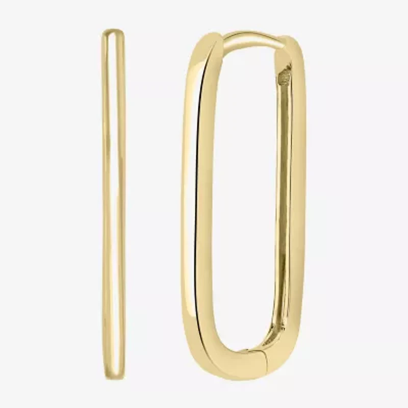 Silver Treasures Delicates Womens 14K Gold Over Brass 2mm Oblong Hoop Earrings