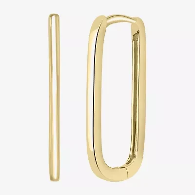Silver Treasures Delicates Womens 14K Gold Over Brass 2mm Oblong Hoop Earrings
