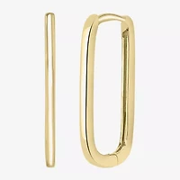 Silver Treasures Delicates Womens 14K Gold Over Brass 2mm Oblong Hoop Earrings
