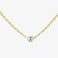 Silver Treasures Delicates Womens Cubic Zirconia 14K Gold Over Brass Round 16 Inch Pendant Necklace