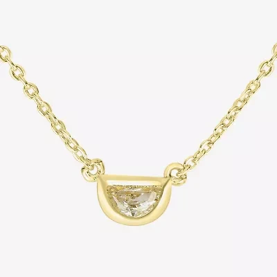 Silver Treasures Delicates Semi Circle Womens Cubic Zirconia 14K Gold Over Brass 16 Inch Pendant Necklace