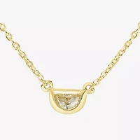 Silver Treasures Delicates Semi Circle Womens Cubic Zirconia 14K Gold Over Brass 16 Inch Pendant Necklace