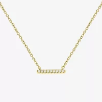 Silver Treasures Delicates Horizontal Womens Cubic Zirconia 14K Gold Over Brass Bar 16 Inch Pendant Necklace