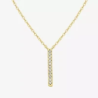Silver Treasures Delicates Womens Cubic Zirconia 14K Gold Over Brass Bar 16 Inch Pendant Necklace