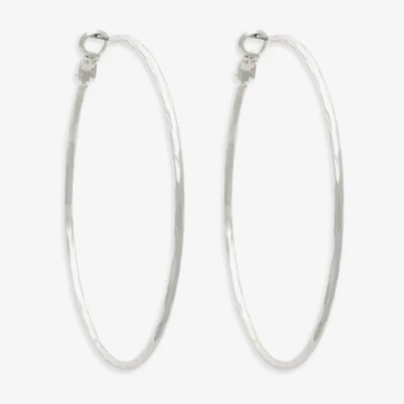Bold Elements Silver Tone Womens Stainless Steel 32.1mm Hoop Earrings