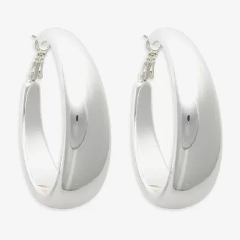 Bold Elements Silver Tone Womens 30.1mm Hoop Earrings