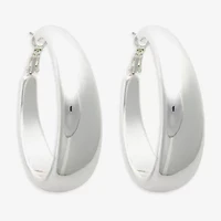 Bold Elements Silver Tone Womens 30.1mm Hoop Earrings