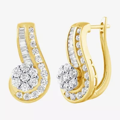 Diamond Blossom (G / Si2) Womens 2 CT. T.W. Lab Grown White Diamond 10K Gold Flower Drop Earrings