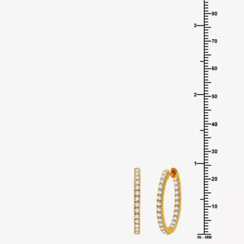 (H-I / I1) 1 CT. T.W. Lab Grown Diamond 10K or 14K White or Yellow Gold 23.1mm Hoop Earrings