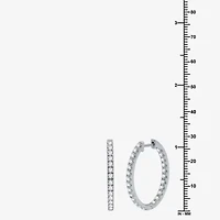 (H-I / I1) 2 CT. T.W. Lab Grown Diamond 10K or 14K White Yellow Gold 28.2mm Hoop Earrings