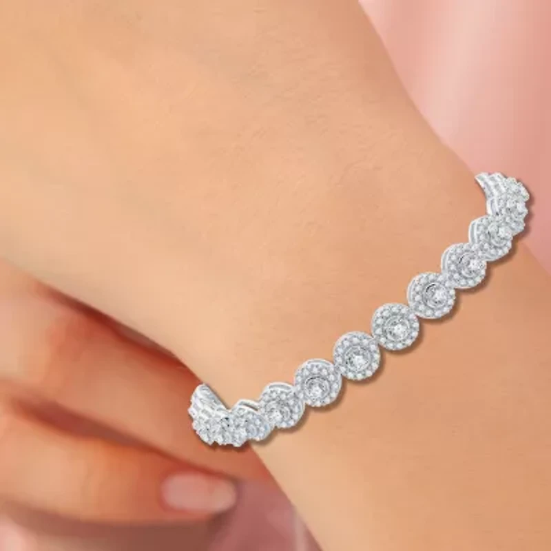 (G / Si1-Si2) Womens 5 CT. T.W. Lab Grown White Diamond 10K White Gold 7.5 Inch Tennis Bracelet