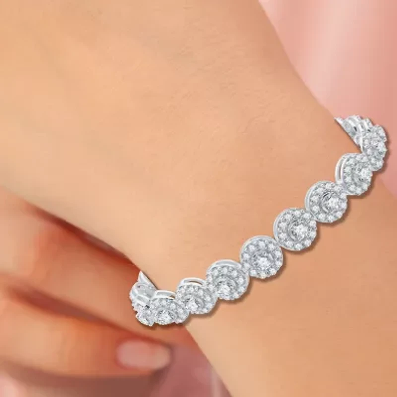 10 Ct.T.W. (H-I / I1) Womens Lab Grown White Diamond 10K White Gold 7.5 Inch Tennis Bracelet