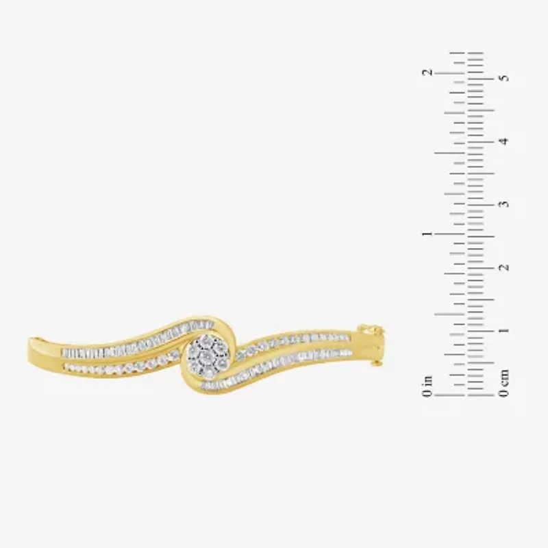 Diamond Blossom (G / Si2) Womens 2 CT. T.W. Lab Grown White Diamond 10K Gold Flower Bangle Bracelet