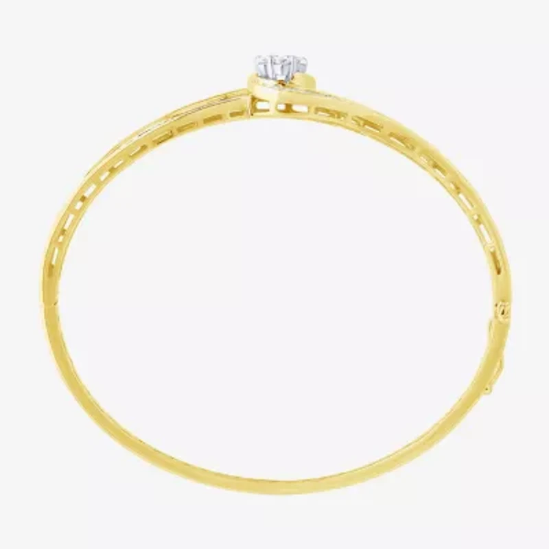 Diamond Blossom (G / Si2) Womens 2 CT. T.W. Lab Grown White Diamond 10K Gold Flower Bangle Bracelet