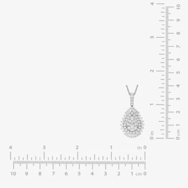 (G / Si2) Womens 2 CT. T.W. Lab Grown White Diamond 14K White Gold Pear 18 Inch Pendant Necklace