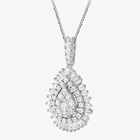 (G / Si2) Womens 2 CT. T.W. Lab Grown White Diamond 14K White Gold Pear 18 Inch Pendant Necklace