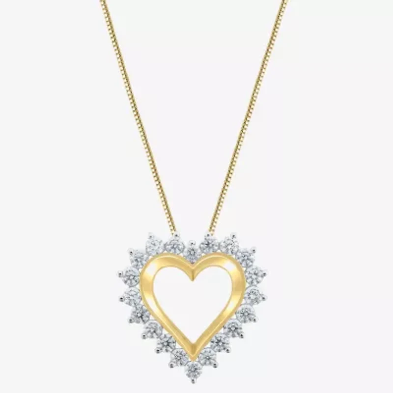 (G / Si2) Womens 2 CT. T.W. Lab Grown White Diamond 14K Gold Heart 18 Inch Pendant Necklace