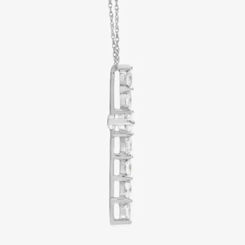 G / Si2) Womens 1/2 CT. T.W. Lab Grown White Diamond 14K Gold Cross 18 Inch Pendant Necklace