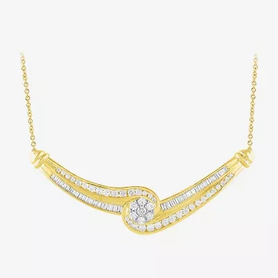 Diamond Blossom (G / Si2) Womens 2 CT. T.W. Lab Grown White Diamond 10K Gold Flower 18 Inch Pendant Necklace