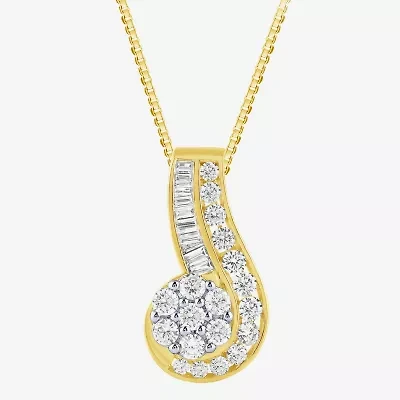 (G / Si2) Womens 2 CT. T.W. Lab Grown White Diamond 10K Gold Flower 18 Inch Pendant Necklace