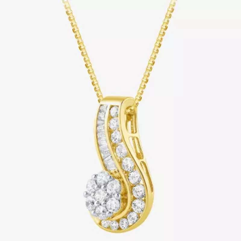 Diamond Blossom (G / Si2) Womens 2 CT. T.W. Lab Grown White Diamond 10K Gold Flower 18 Inch Pendant Necklace
