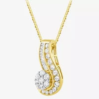 Diamond Blossom (G / Si2) Womens 2 CT. T.W. Lab Grown White Diamond 10K Gold Flower 18 Inch Pendant Necklace