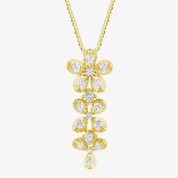 Diamond Blossom (G / Si2) Womens 1/2 CT. T.W. Lab Grown White Diamond 10K Gold Flower 18 Inch Pendant Necklace